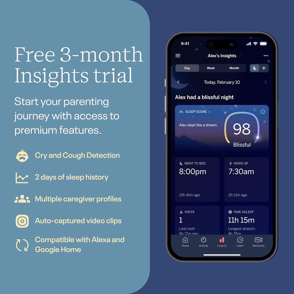 Nanit Pro Smart Baby Monitor - 1080p Wi-Fi Video Camera with Night Vision & 2-Way Audio | Remote Viewing