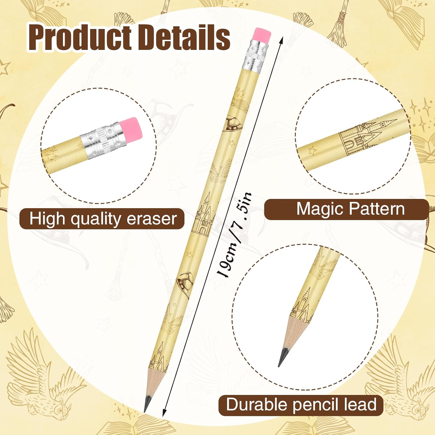 Tenceur Wizard Party Favors - 100 Magical Castle Pencils with Eraser Heads | Perfect for Kids' Birthdays & School Supplies