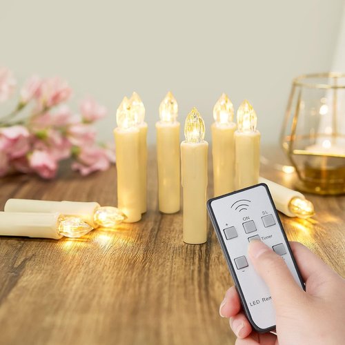 Daord Flameless LED Taper Candles - Battery Operated with Remote Timer | 30 PCS Ivory for Holiday Decor