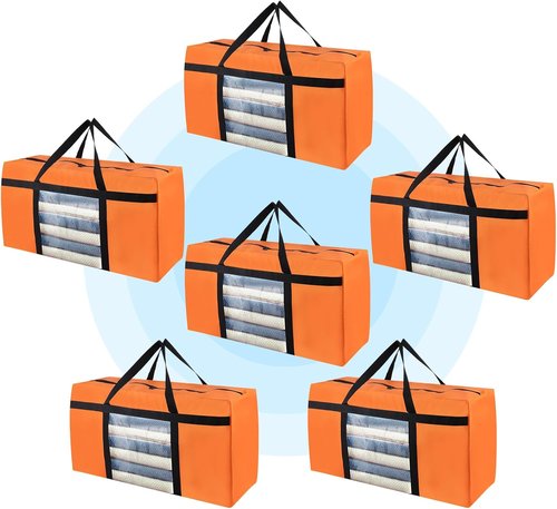 CIVJET Extra Large Heavy-Duty Moving Bags - 6 Pack with Reinforced Zippers & Handles | Ideal for Clothes Storage & Camping Essentials