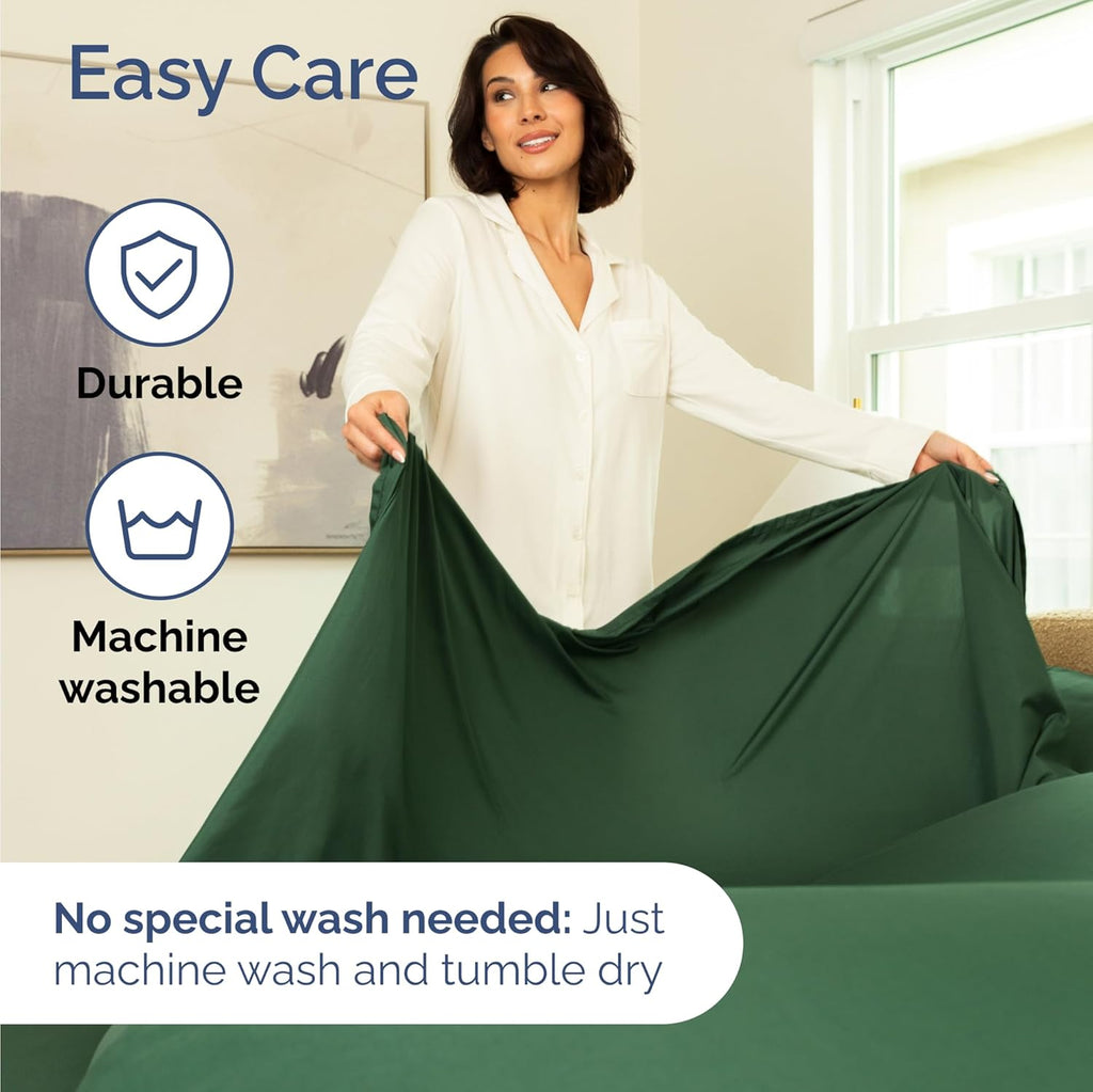 Skiennix Twin Size Sheet Set | Comfy, Breathable & Cooling 3-Piece Bedding - Deep Pockets, Soft, Wrinkle-Free - Emerald Green