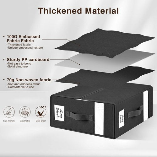 Homsorout Bed Sheet Organizer - Foldable Storage with Window & Label | XL Black Bedding Storage, 6 Pack