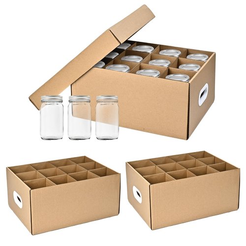 PPXHFV 3 Pcs Canning Jar Storage Boxes, Fits 32 oz Regular or Wide Mouth Jars, 12 Cells, Mason Jar Organizer