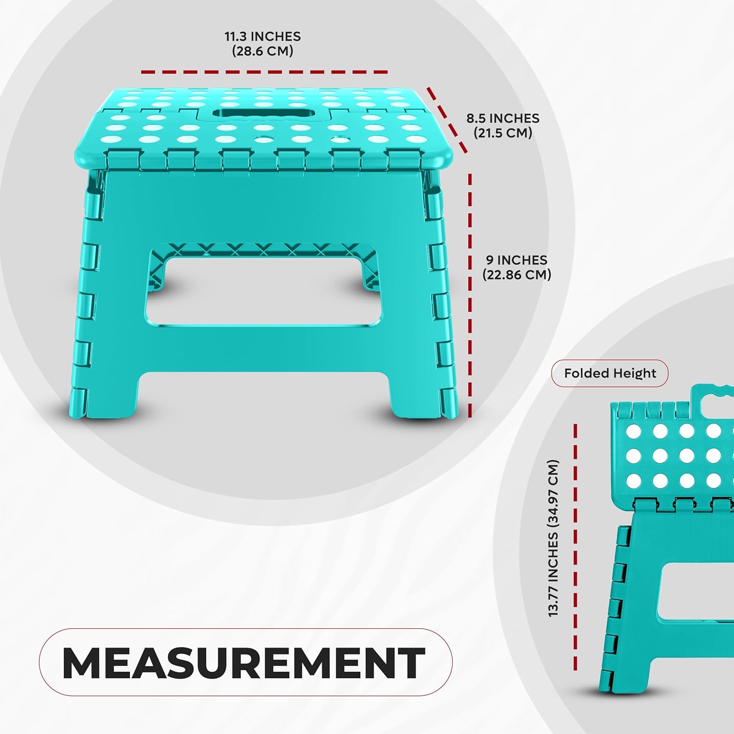 Utopia Home Folding Step Stool - 9-Inch Anti-Slip Collapsible Design - Supports Up to 300 lbs | Teal Color