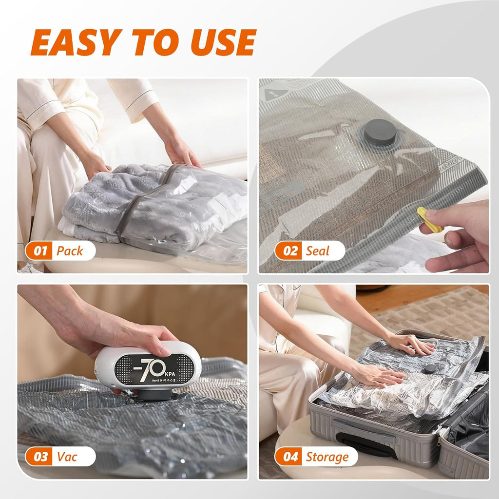 Vacuum Storage Bags 15 Pack by [Brand Name] - Premium Tear-Resistant with Electric Pump | Space-Saving Travel Essentials