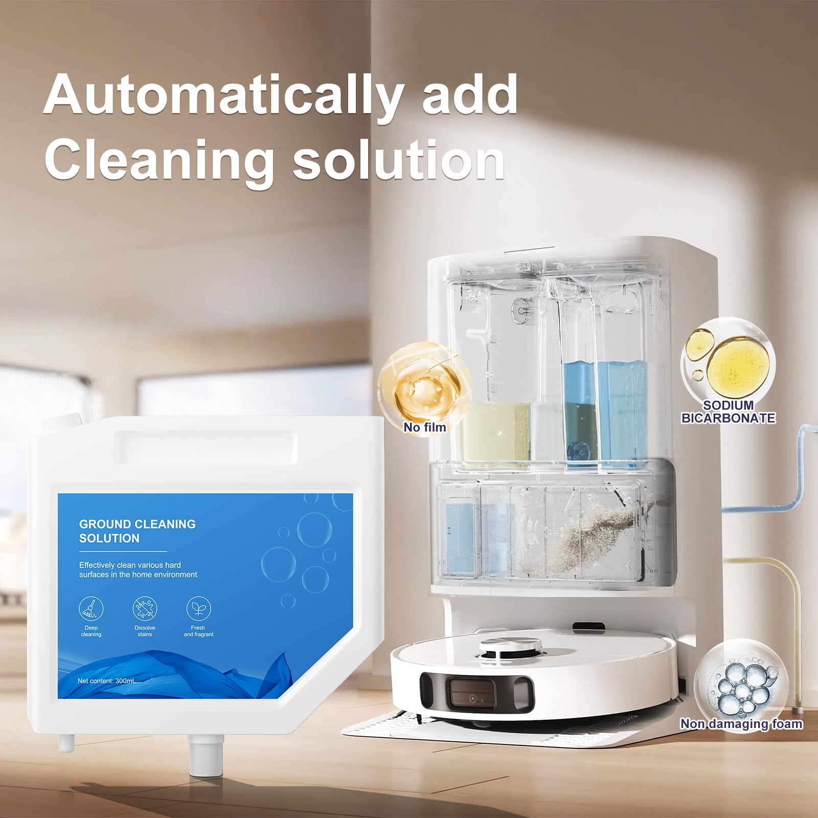 Floor Cleaning Solution Compatible with Dreame Cleaning Solution, Multi-Surface Original Flavor L10 Ultra Detergent, Compatible with L10s Ultra Robot Vacuum (10.52 Fl Oz) (1 Bottle)
