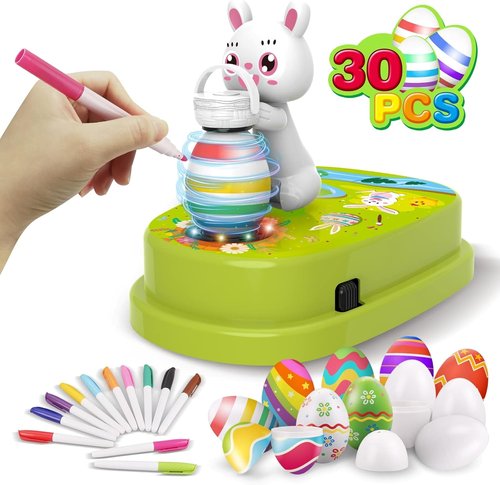 Engfa Easter Egg Decorating Kit - 30 Pcs Eggs & 12 Dying Markers | Fun Craft Activities for Kids (Green)