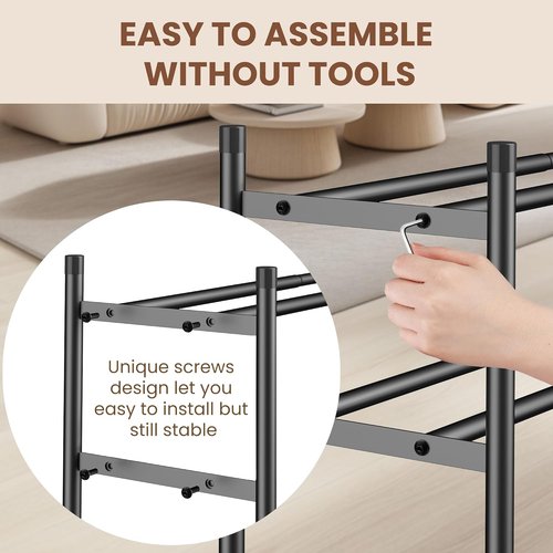 AceMining 4-Tier Expandable Shoe Rack - Adjustable Heavy-Duty Organizer for Closet & Entryway | Black