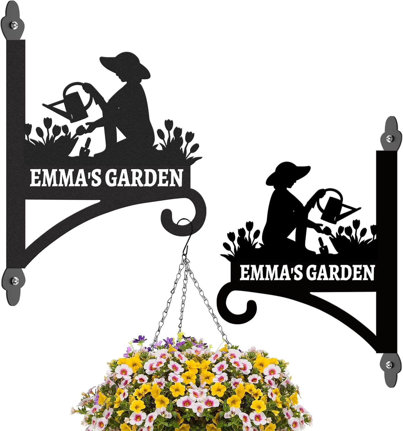Skiennix Personalized Metal Plant Hangers - Heavy Duty Indoor & Outdoor Wall Bracket | Perfect for Bird Feeders & Lanterns