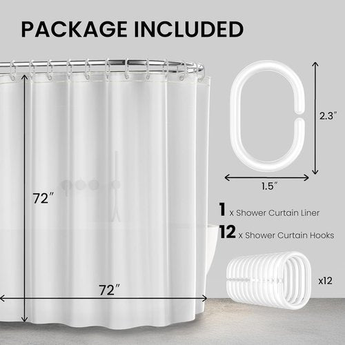 LiBa Waterproof Shower Curtain - Premium Non-Toxic PEVA with Rust-Proof Grommets | 72x72 (Pack of 2)