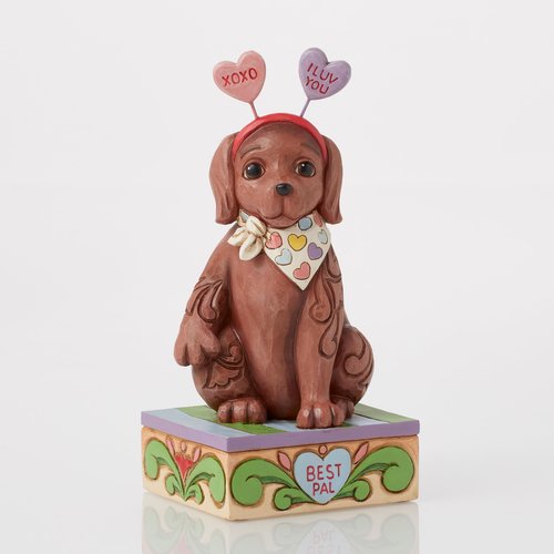 Enesco Sweethearts Candies by Jim Shore Puppy Dog with Message Hearts Ears Figurine- Stone Resin Hand Crafted Collectible Figurines Valentine's Day Home Decor Statue, 6 Inch
