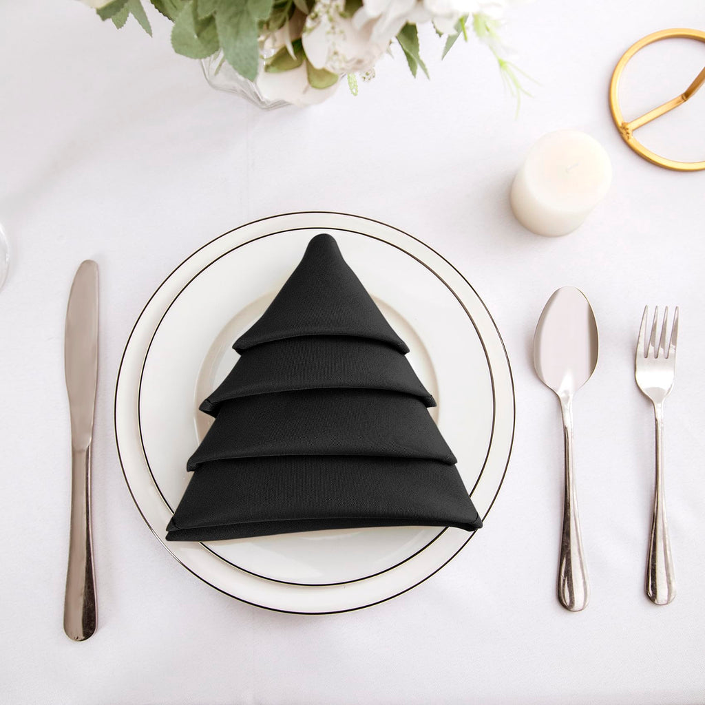 Bailarina Cloth Napkins Set of 120,17x17 inches Dinner Napkins Cloth Washable,Polyester Square Table Cloth Napkin Bulk with Hemmed Edges Ideal for Banquets, Parties and Weddings-Black