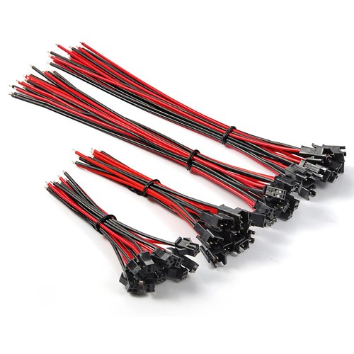 Chanzon 20 Pairs Jst SM 2.5mm Pitch Female and Male Plug Connector with 2 Pin 20AWG 20 Pcs 100mm and 20 Pcs 200mm UL1007 Tinned Copper Wire for LED Light Strip