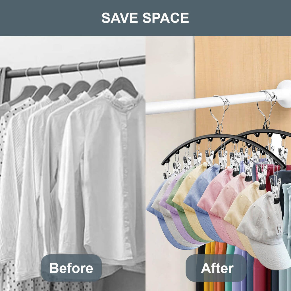 Skiennix Legging Organizer - Space-Saving Metal Hangers with Clips for Closet | 3-Pack, Black