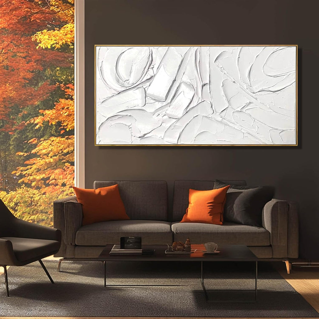 Skiennix Abstract Oil Painting - Framed Canvas Art for Maximalist Decor | 24"x48" Modern Wall Art