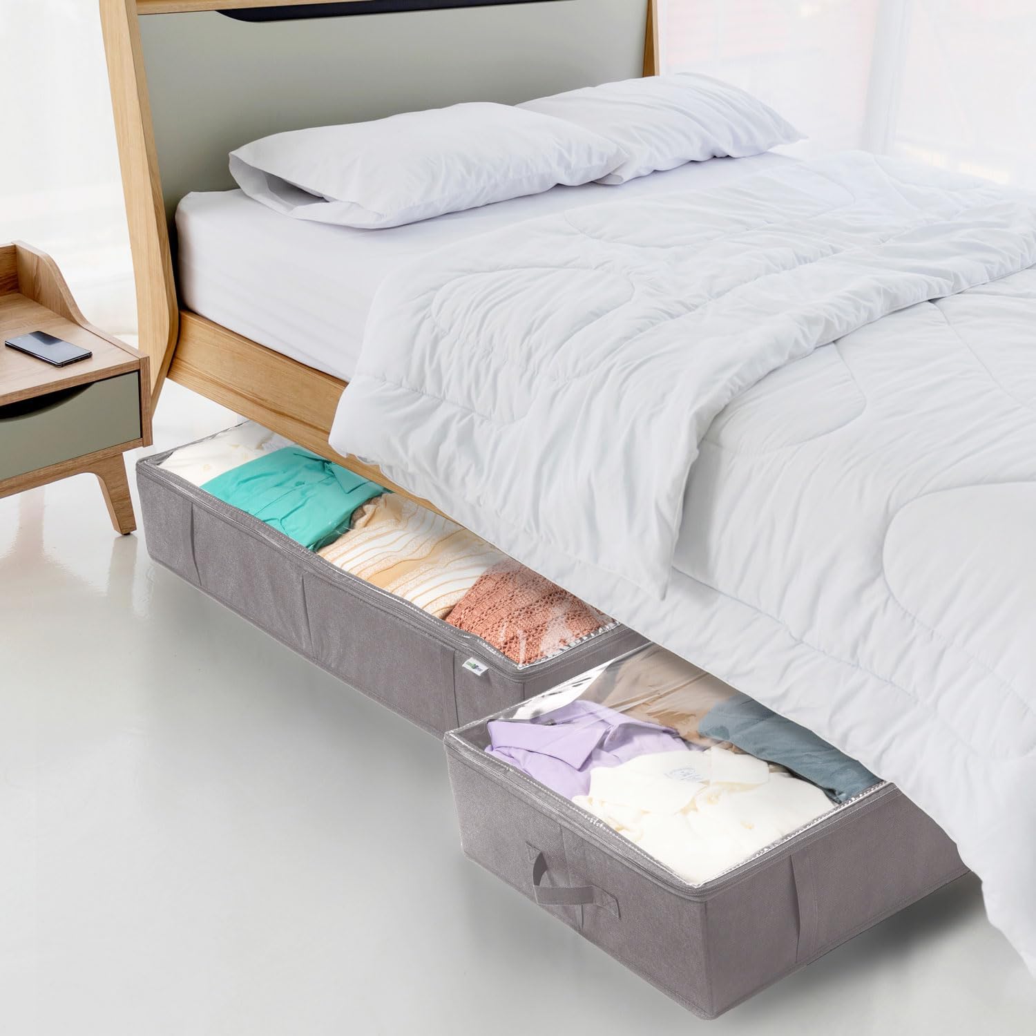 StorageExpert Closet Organizers - Maximize Space with Under Bed Storage Containers | Grey, 4 Pack