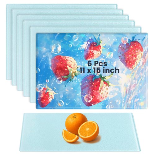 AceSubli 6 Pcs Sublimation Cutting Board Blanks 11x15, Textured Tempered Glass Cutting Board for Kitchen, Personalized Decor as Sublimation Picture Frame, Trivet, Gift, Individual Package & Anti Slip