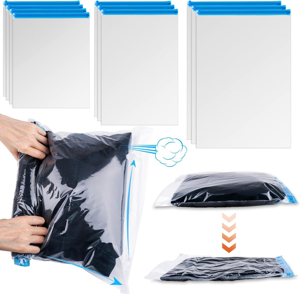 Skiennix Compression Bags - 10 PCS Space Saver Bags for Travel | No Vacuum Needed, 3 Sizes
