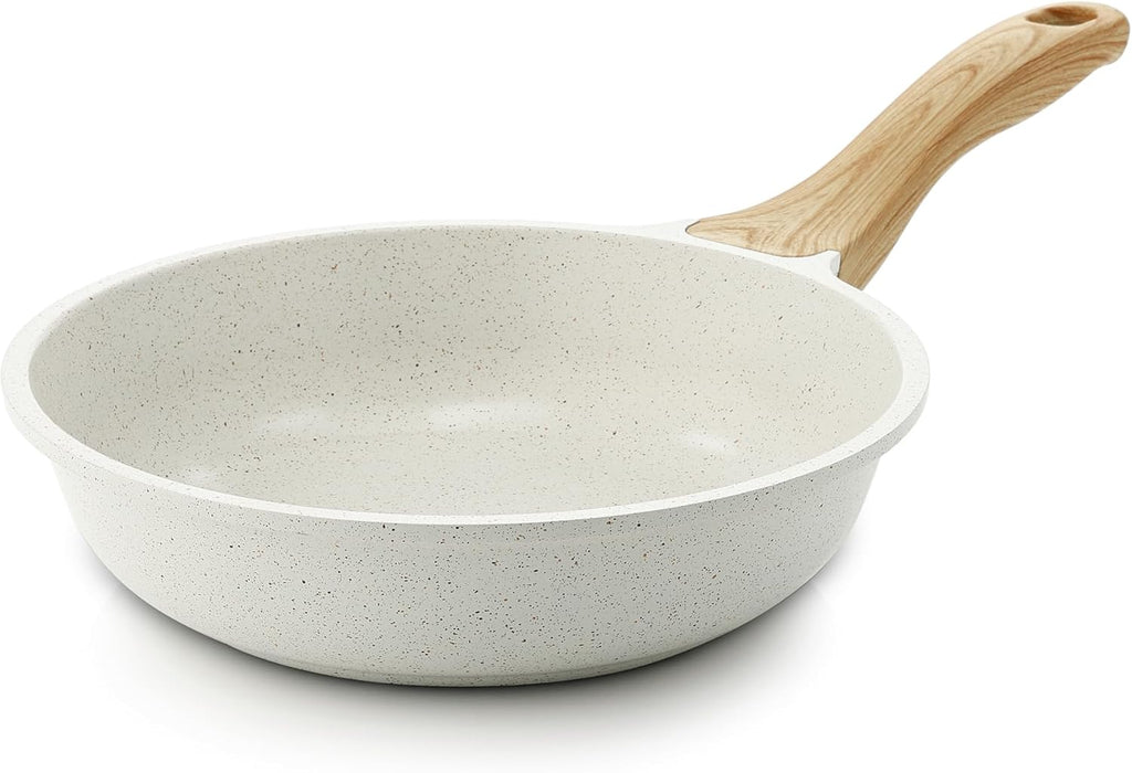 SENSARTE Nonstick Ceramic Frying Pan - 8-Inch Healthy Omelet Skillet | PFAS-Free, Induction Compatible, White