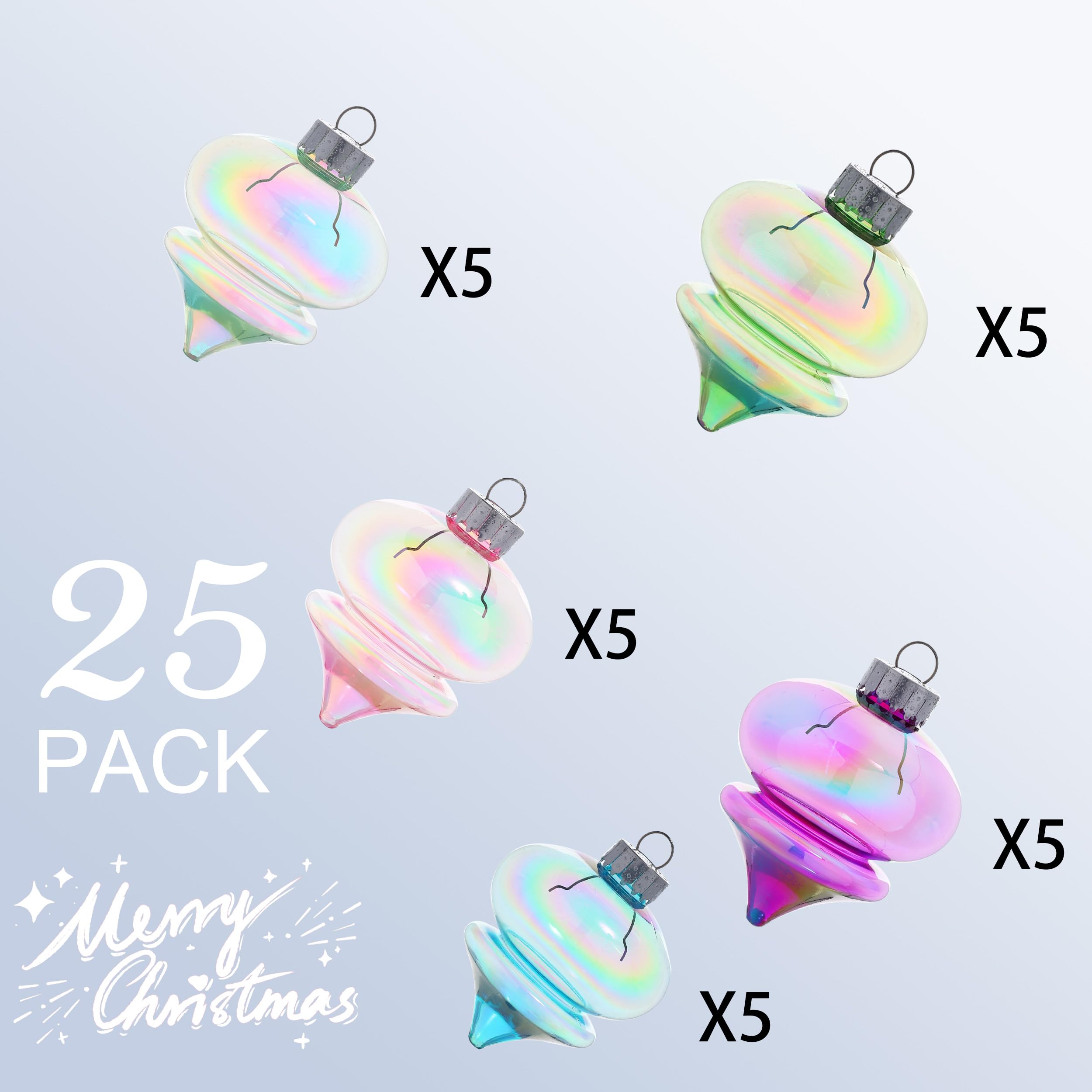 MOONET 25Pcs 2.64in Christmas Decoration Balls Shatterproof Colored Transparent Ball for Festival Wedding Home Party Decors Xmas Tree Hanging