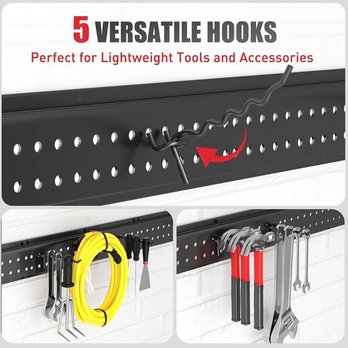 Garage Tool Organizer by [Brand Name] - Wall Mount 64 Inches with 13 Adjustable Hooks | Heavy-Duty Storage Rack