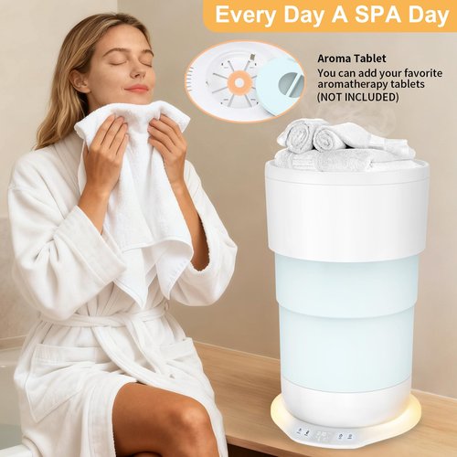25L Large Towel Warmers for Bathroom, Upgrade Foldable Towel Warmer Bucket with Time Setting and Ambient Lighting, Auto Shut Off, Fits Up to Two 40"X70" Oversized Towels, Bathrobes, Blanket Warmer