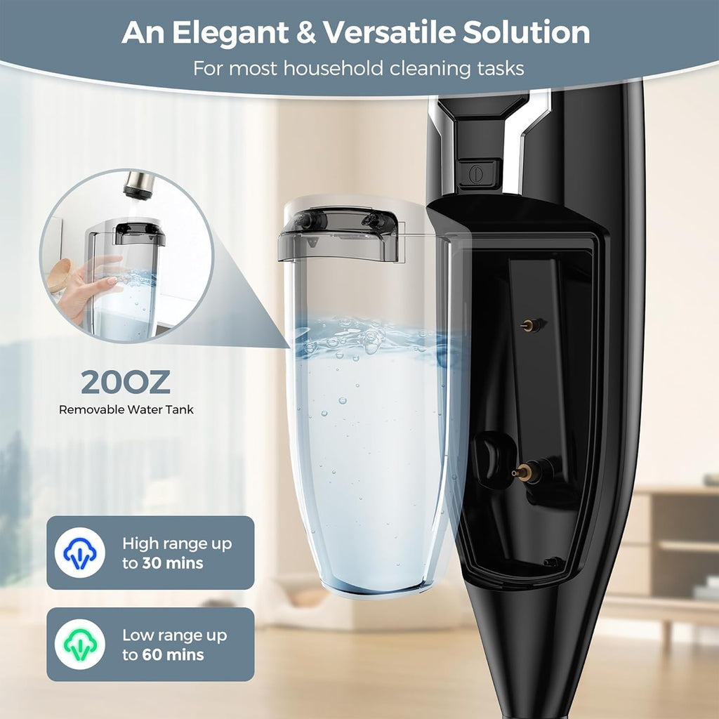 Skiennix 12-in-1 Steam Mop - Powerful Handheld Cleaner with 565ML Tank & 23FT Cable for Hardwood, Tile, Grout & Furniture