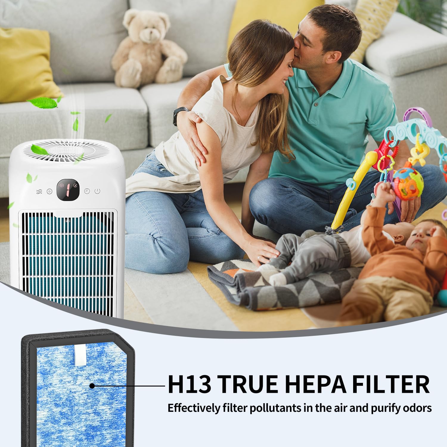 Can-Meageren AP1501 HEPA Replacement Filter, Compatible with Aircillin AP1501 Air Purifier, H13 3-in-1 HEPA Filter High-Efficiency Carbon Filter Filtration (4 Pack)