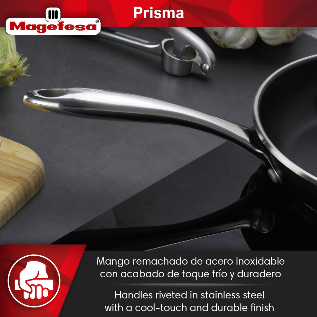 Magefesa Prisma Frying Pan Set, 7.9" & 11", 18/10 Stainless Steel, Triple-Layer Nonstick, Works on All Stovetops Including Induction, Oven Safe to 392°F, Dishwasher Safe, Durable Cooking Skillets