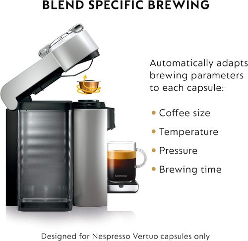 De'Longhi Nespresso Vertuo Coffee & Espresso Machine - Silver with Milk Frother