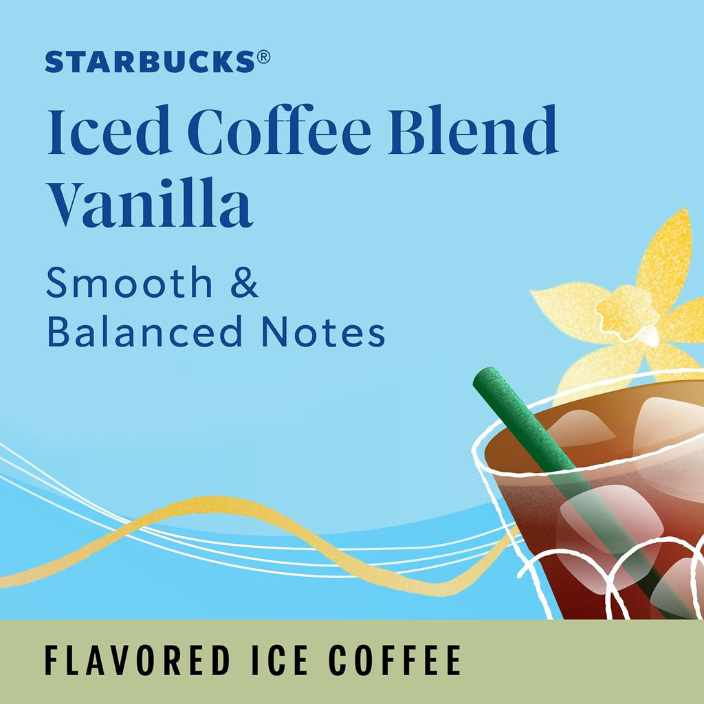 Starbucks K-Cup Coffee Pods - Iced Coffee Blend with Vanilla Flavor | 100% Arabica, 60 Pods Total