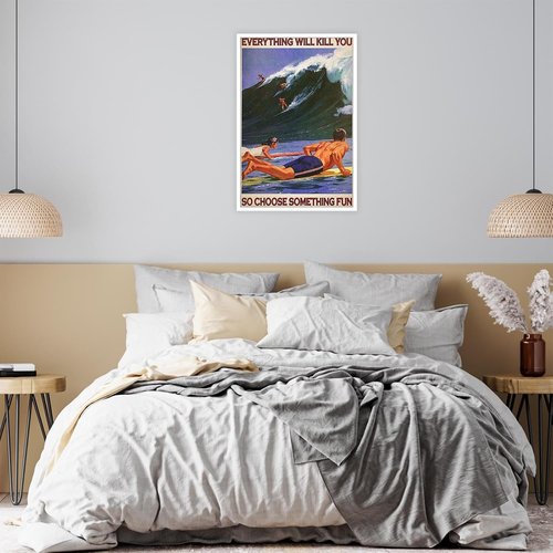 Enveable Retro Hawaii Surfing Poster - Tropical Beach Art Print | 12x16in Unframed Decor