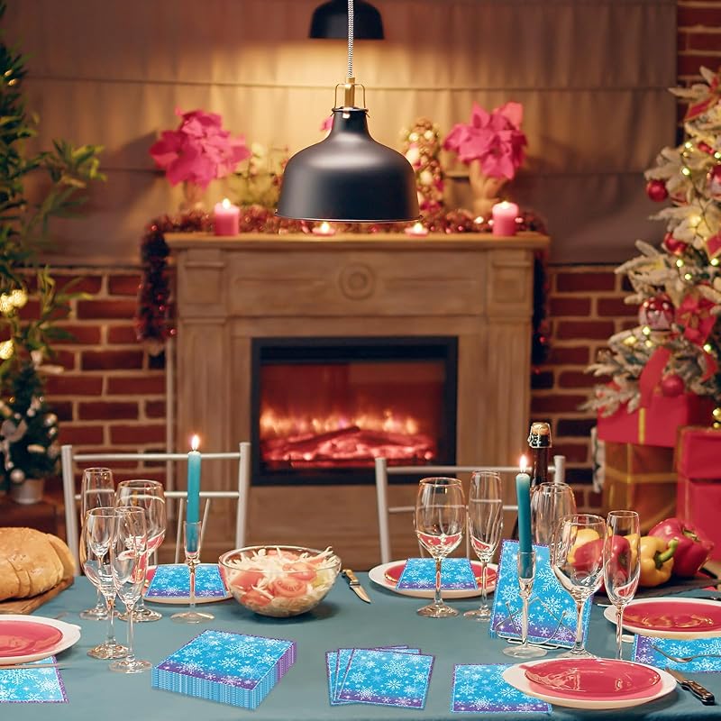 Snowflake Winter Napkins (50 Pack) 13 x 13in Disposable Party Paper Napkins
