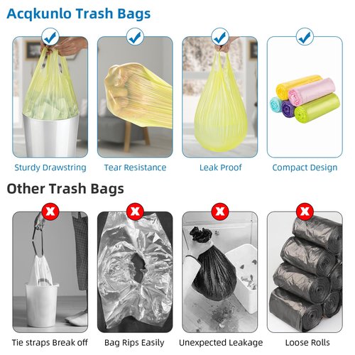 4 Gallon-Trash-Bag Small-Bathroom Kitchen Garbage Bags - Gal With Handle Recycling Colorful 100 Count For Can Recycle Car Unscented Waste Basket Little Disposable Plastic Outdoor Office Acqkunlo