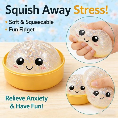 Glitter Dumpling Squishy - Mystery Box with 10 Colorful Dumpling Toys | Fun Surprises Included