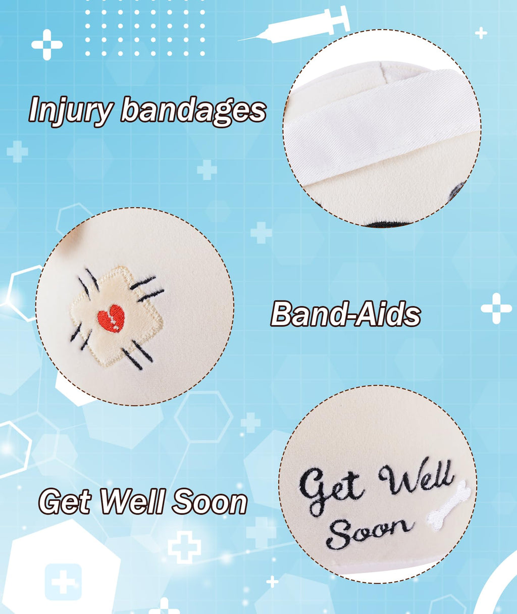 LeYoHa Get Well Soon Dog Plush - Dog Stuffed Animals Apricot Plushie Toys with Injury Bandage, Kids' Pillow Cushion, Gifts for Patient Girls Boys，9 Inch