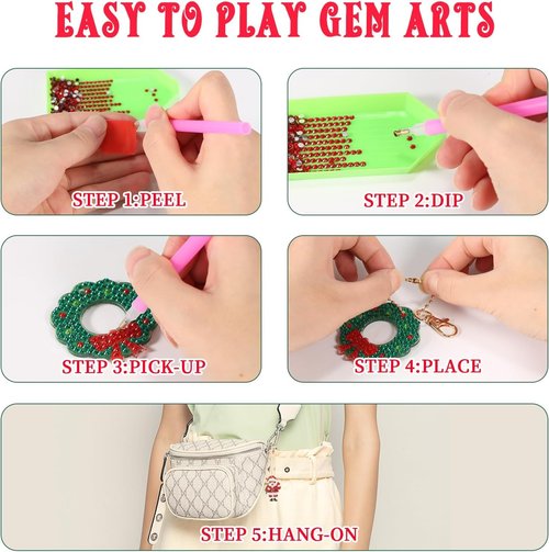 Diamond Painting Kits Advent Calendar 2025 for Kids, 24 Days Christmas Countdown Calendar, Make Your Own Gem Keychains, Arts and Crafts for Girls, DIY Crafts Christmas Gift Ideas for Girls Age 4-10