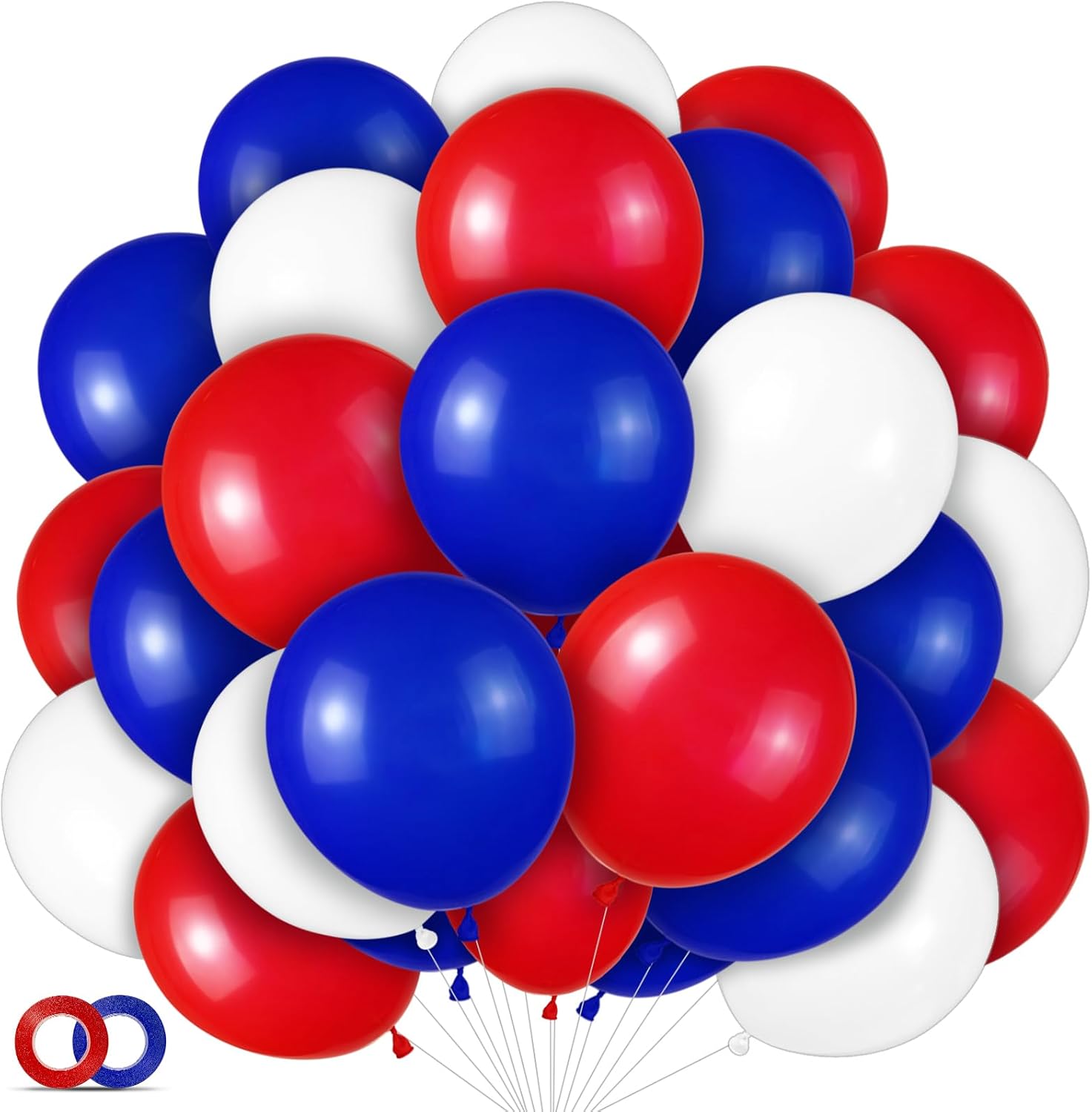 Red White and Blue Latex Balloons - 100 Pack for 4th of July Celebrations & Patriotic Events