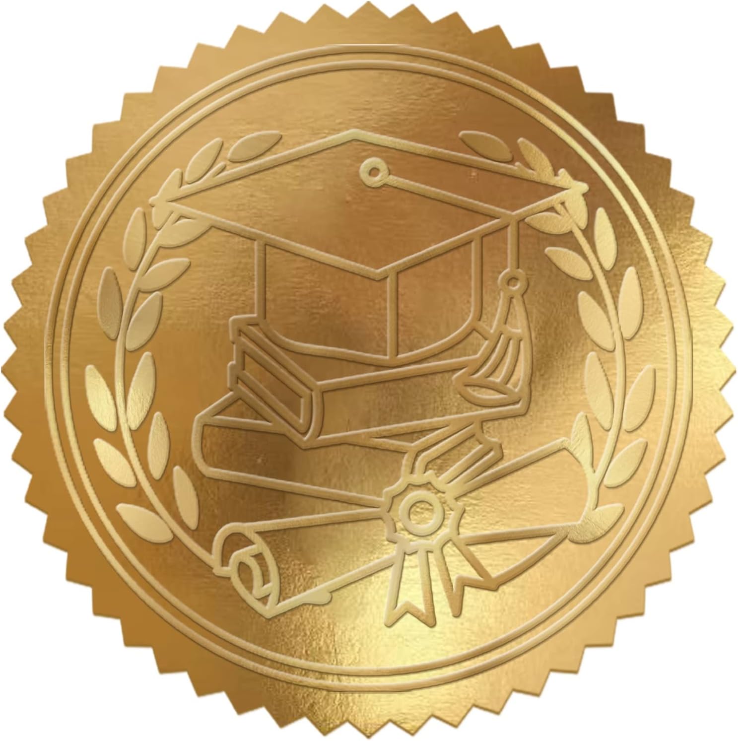 Whaline Graduation Cap Foil Seal Stickers - 500Pcs Self-Adhesive Gold Decals for Diplomas & Awards | 1.5 Inch