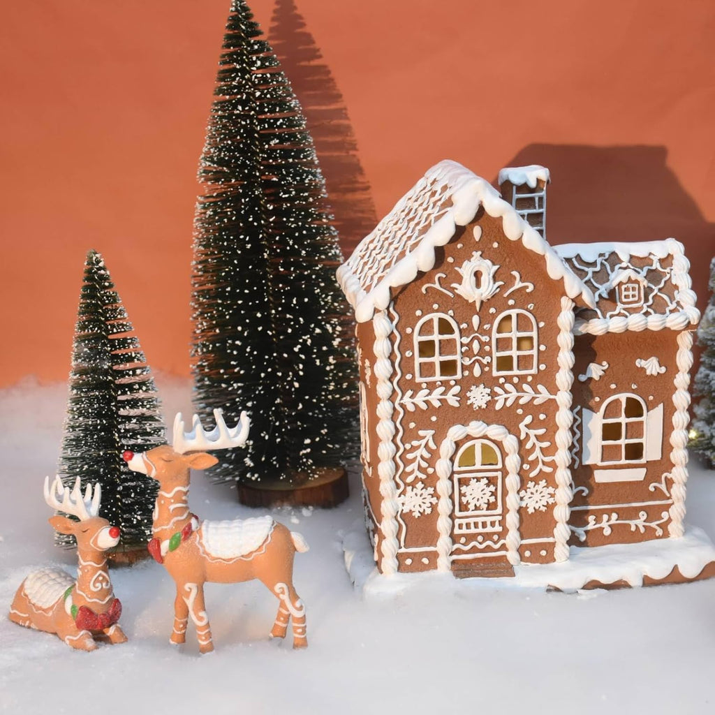 Sheaifun Gingerbread House Decor - LED Illuminated Indoor Christmas Decoration | 9x5x10.2 Inch