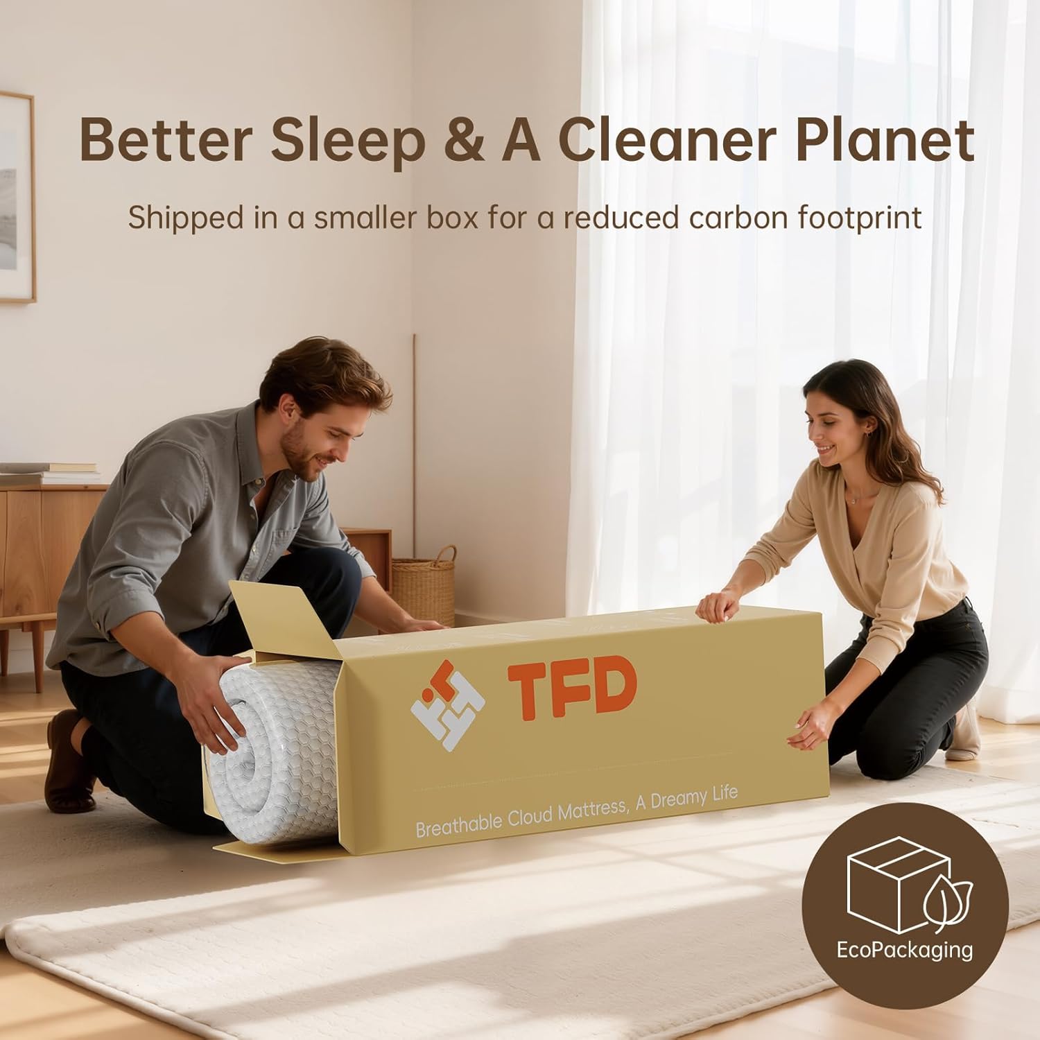 TFD Twin Mattress - 10 Inch Gel Memory Foam for Comfortable & Cool Sleep | Medium Firm, CertiPUR-US Certified