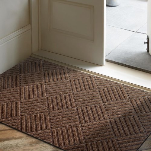 EGO LIFE 100% Waterproof Doormat - Extra Durable Natural Rubber Backing | Easy Clean, All-Season, 47x35 Brown