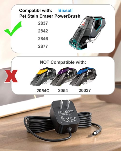 ADRICY Replacement for Bissell Pet Stain Eraser Charger Compatible with Bissell 3181 3180 3182 2837 2842 2846 2877 Pet Hair Eraser Charger Model: 1627267/1624554