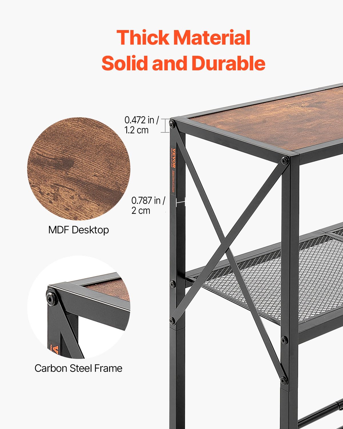 VEVOR Narrow Console Table, 41.7 Inch Entryway Table, 3-Tier Hallway Table, Sofa Table with Metal Frame, Console Tables for Entryway, Hallway, Living Room & Bedroom