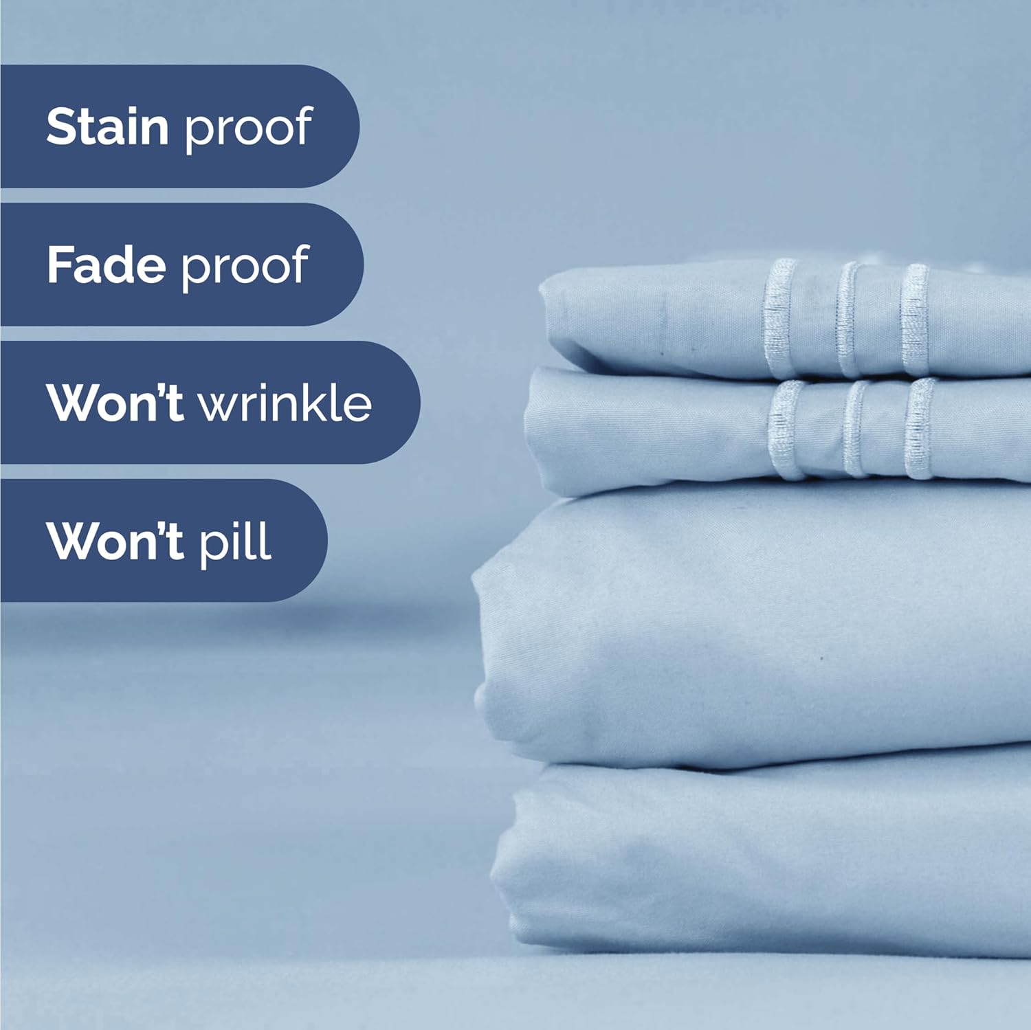 Skiennix Twin Size 3-Piece Sheet Set - Ultra-Soft Cooling Bed Sheets - Deep Pockets, Wrinkle-Free, Sky Blue