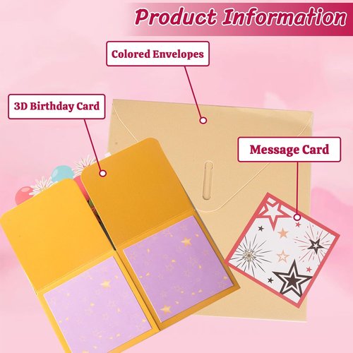3D Pop Up Birthday Card - Unique Handmade Greeting Card Gift Box for Family & Friends