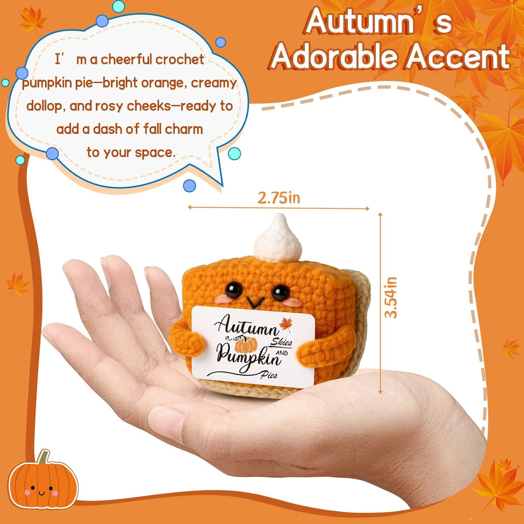 Skiennix Mini Pumpkin Pie Crochet Doll - Cute Fall Decor for Thanksgiving | Plush Autumn Table Decoration