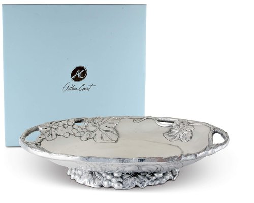 Arthur Court Designs Aluminum Grape Footed Side Dish Server 11 inch Long