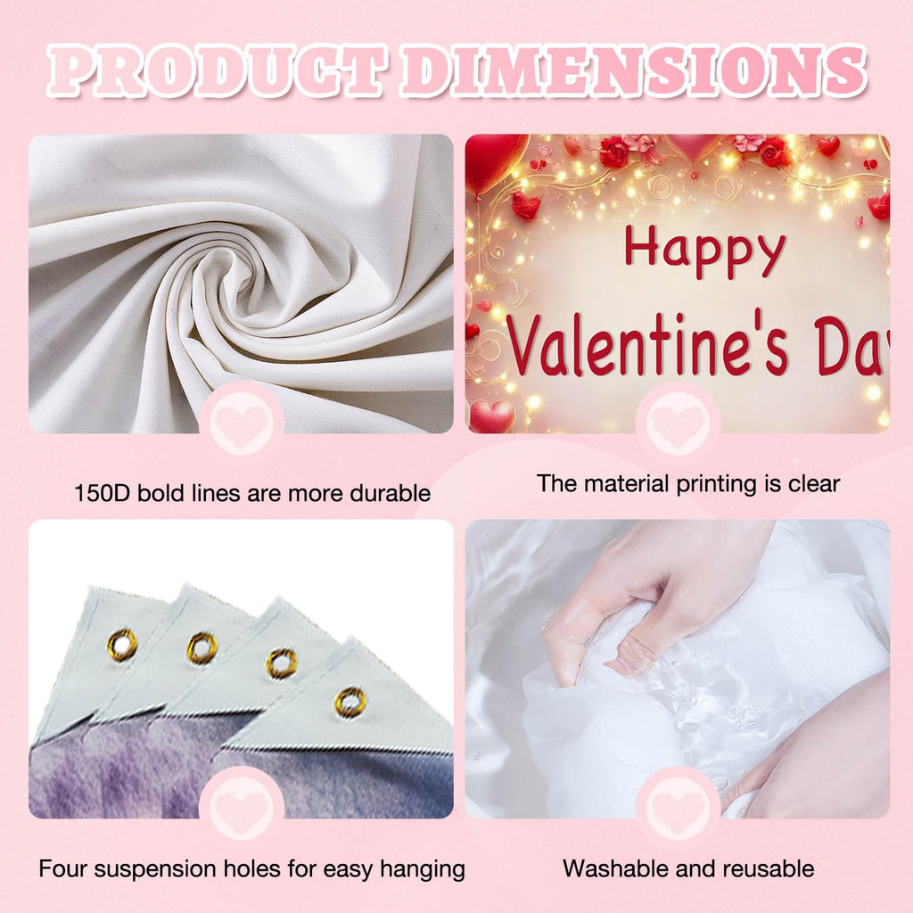 BlissYard Valentine’s Day Banner 71x43 Inches Happy Valentine Backdrop Love Heart Balloon Background Romantic Party Decoration for Valentine Celebration Anniversary Proposal Photo Booth Decor