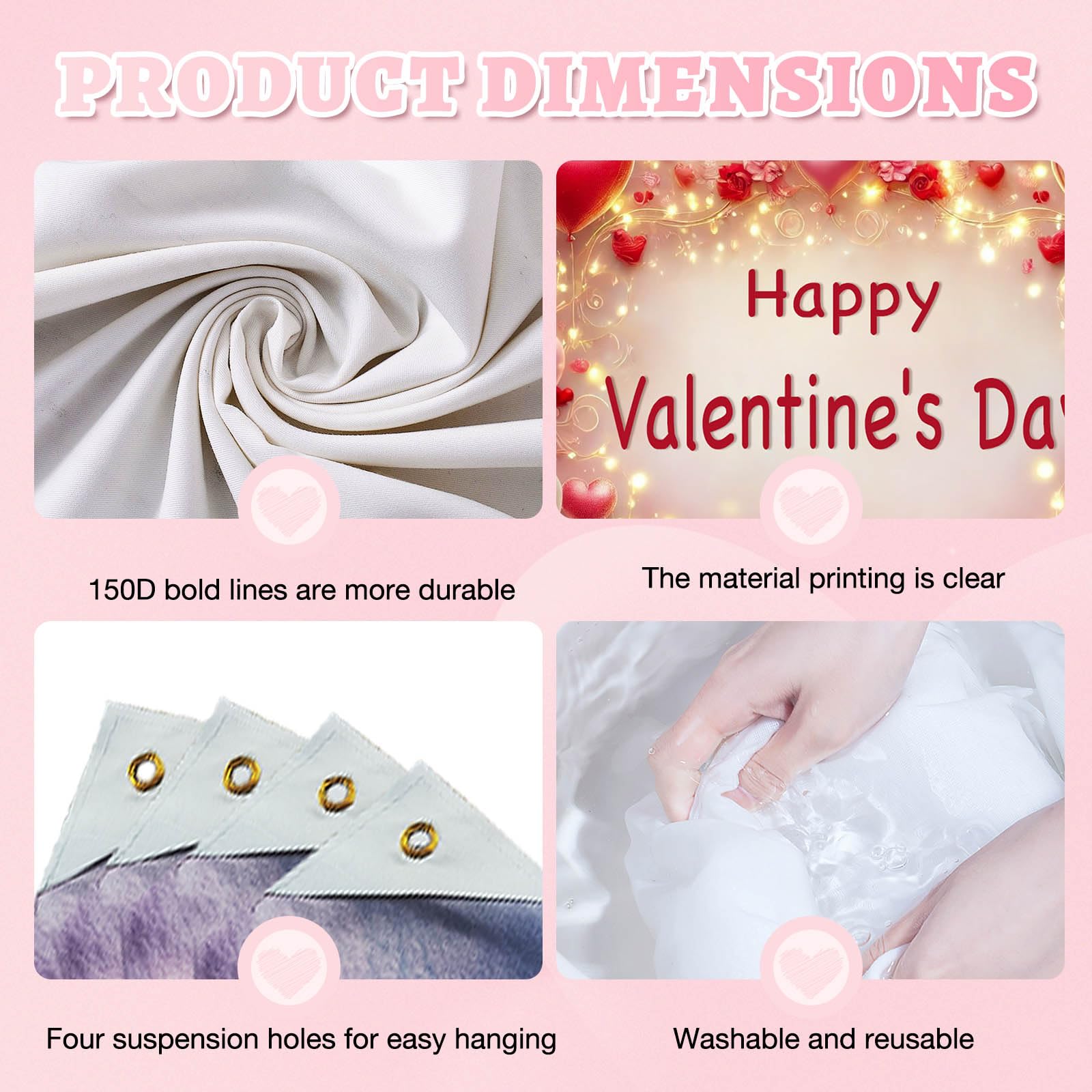 BlissYard Valentine’s Day Banner 71x43 Inches Happy Valentine Backdrop Love Heart Balloon Background Romantic Party Decoration for Valentine Celebration Anniversary Proposal Photo Booth Decor